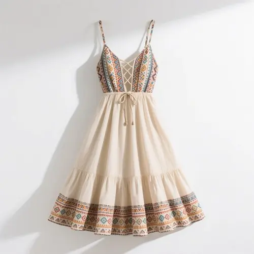 波西米亞風吊帶連衣裙